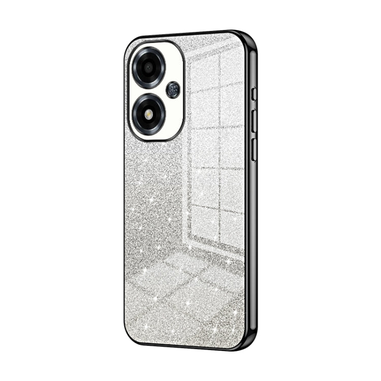 For OPPO A2m Gradient Glitter Powder Electroplated Phone Case(Black)