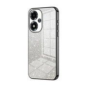 For OPPO A2m Gradient Glitter Powder Electroplated Phone Case(Black)