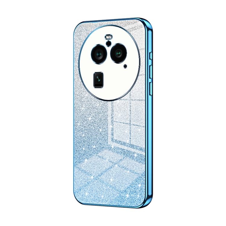 For OPPO Find X6 Pro Gradient Glitter Powder Electroplated Phone Case(Blue)