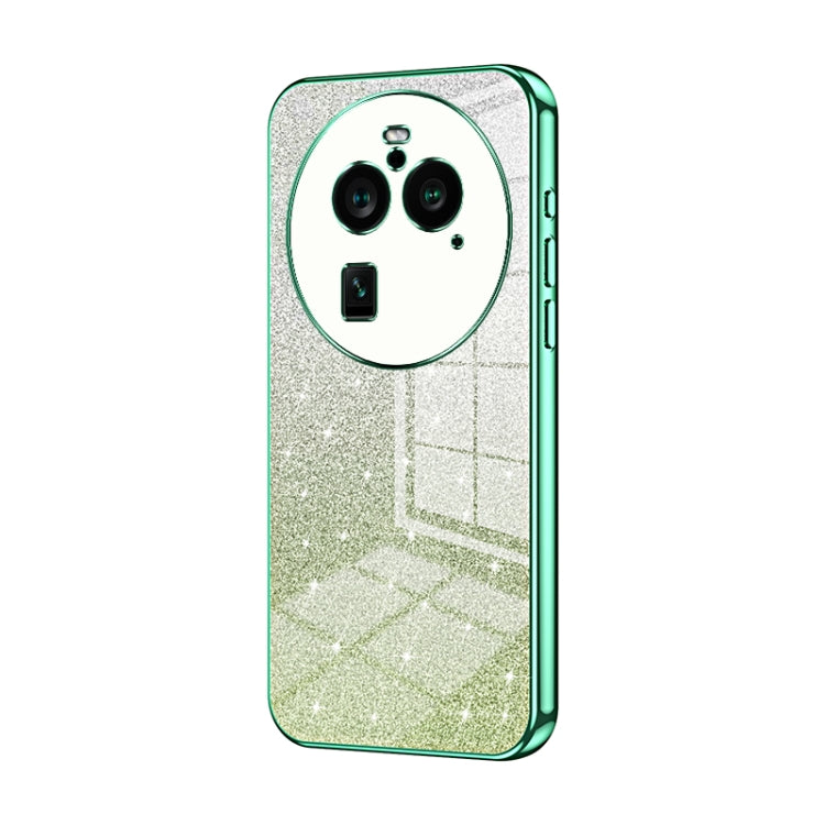 For OPPO Find X6 Pro Gradient Glitter Powder Electroplated Phone Case(Green)