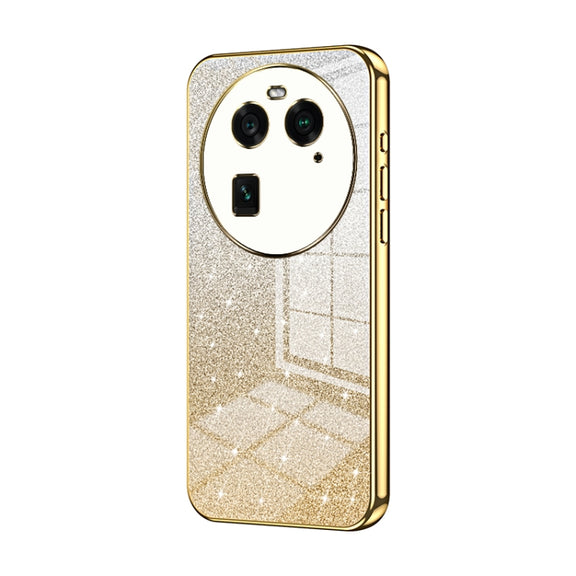 For OPPO Find X6 Gradient Glitter Powder Electroplated Phone Case(Gold)