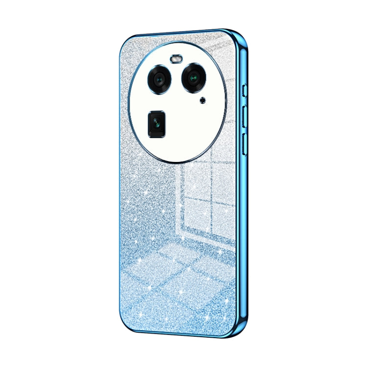For OPPO Find X6 Gradient Glitter Powder Electroplated Phone Case(Blue)