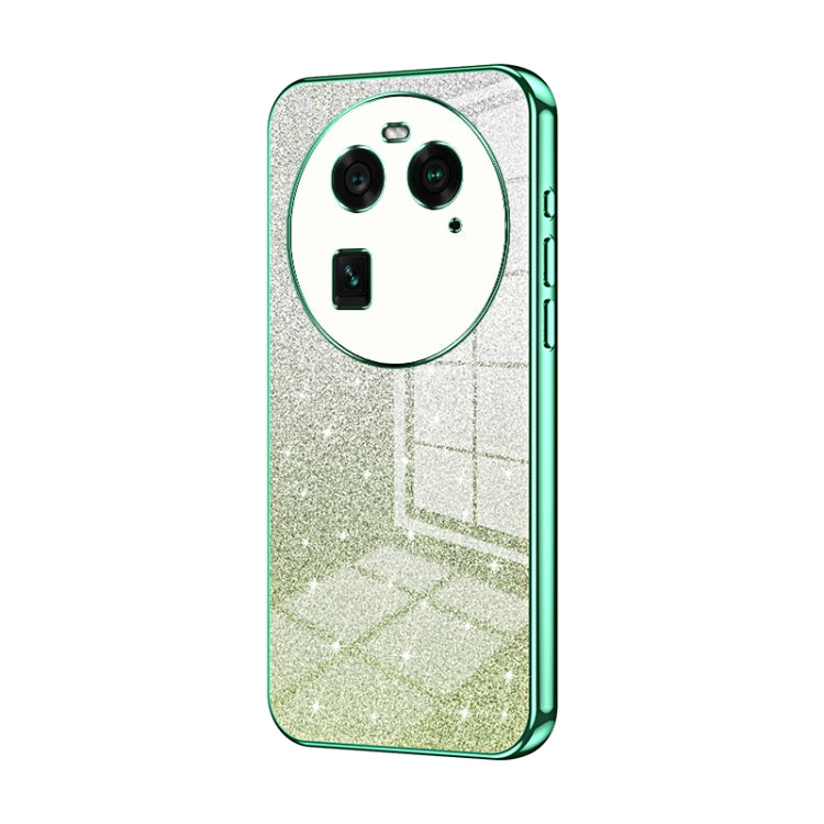 For OPPO Find X6 Gradient Glitter Powder Electroplated Phone Case(Green)