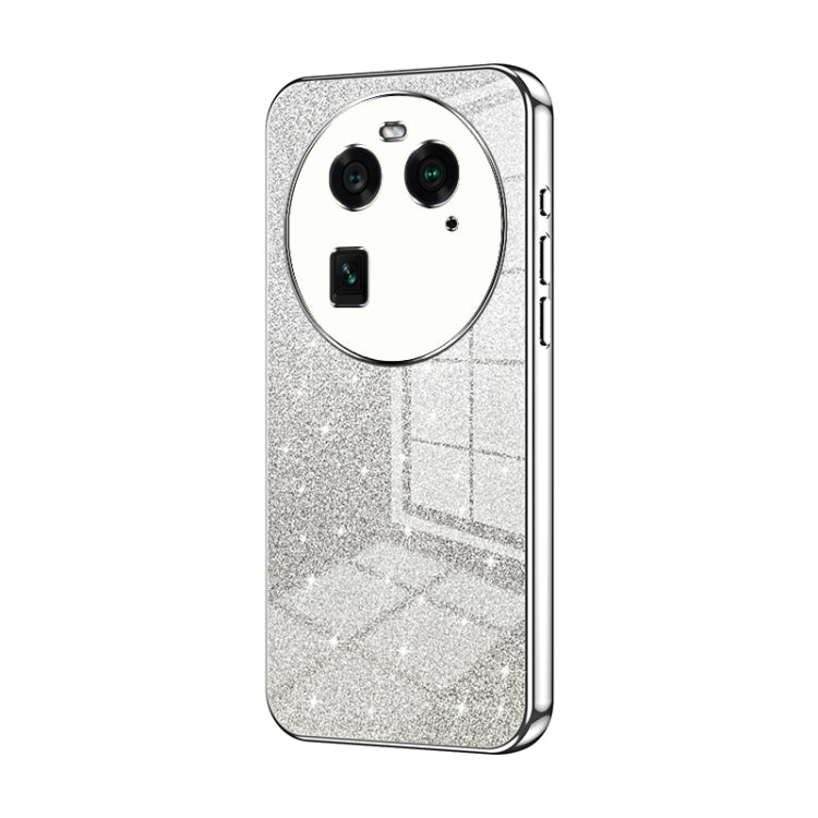 For OPPO Find X6 Gradient Glitter Powder Electroplated Phone Case(Silver)