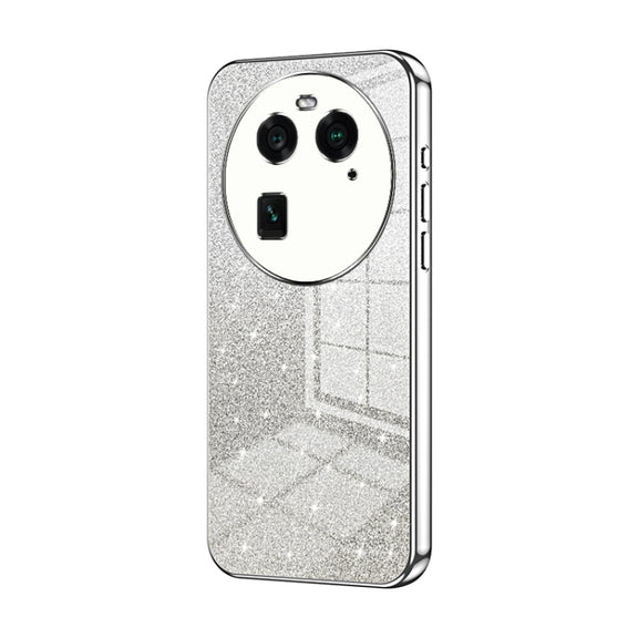 For OPPO Find X6 Gradient Glitter Powder Electroplated Phone Case(Silver)