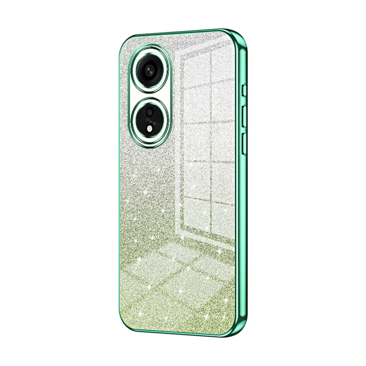 For OPPO A1 Pro Gradient Glitter Powder Electroplated Phone Case(Green)
