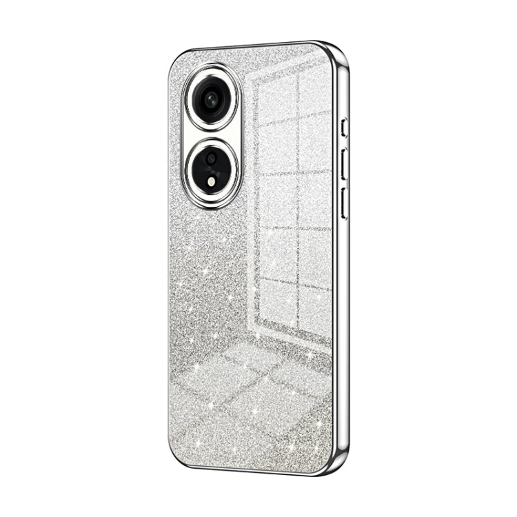 For OPPO A1 Pro Gradient Glitter Powder Electroplated Phone Case(Silver)