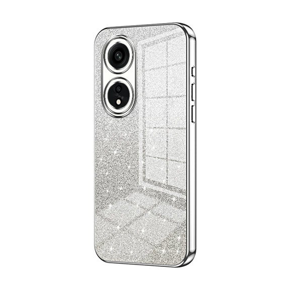For OPPO A1 Pro Gradient Glitter Powder Electroplated Phone Case(Silver)