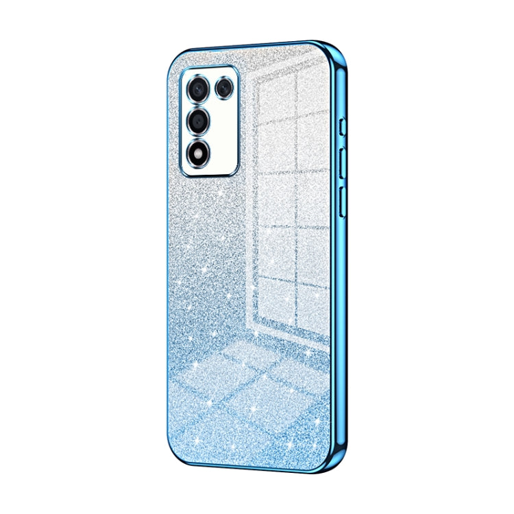 For OPPO K9s / K10 Energy Gradient Glitter Powder Electroplated Phone Case(Blue)