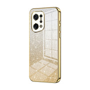 For OPPO Find X5 Gradient Glitter Powder Electroplated Phone Case(Gold)
