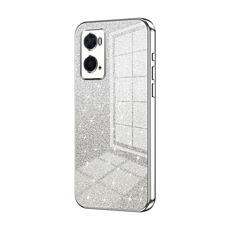 For OPPO A36 / A76 / A96 4G Global Gradient Glitter Powder Electroplated Phone Case(Silver)