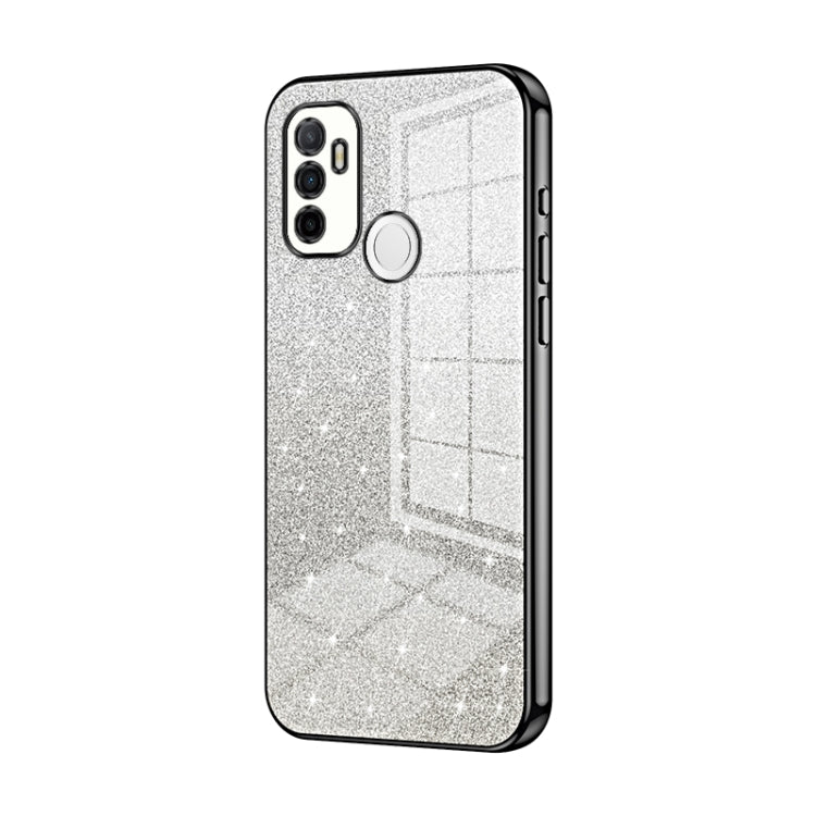 For OPPO A53 2020 / A32 / A11s  Gradient Glitter Powder Electroplated Phone Case(Black)