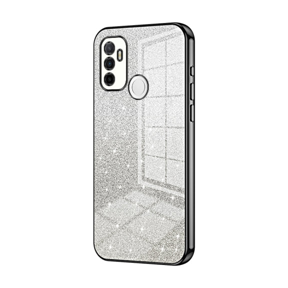For OPPO A53 2020 / A32 / A11s  Gradient Glitter Powder Electroplated Phone Case(Black)