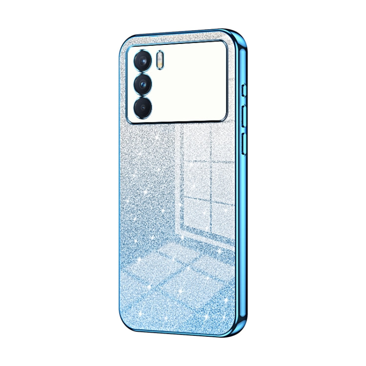 For OPPO K9 Pro Gradient Glitter Powder Electroplated Phone Case(Blue)