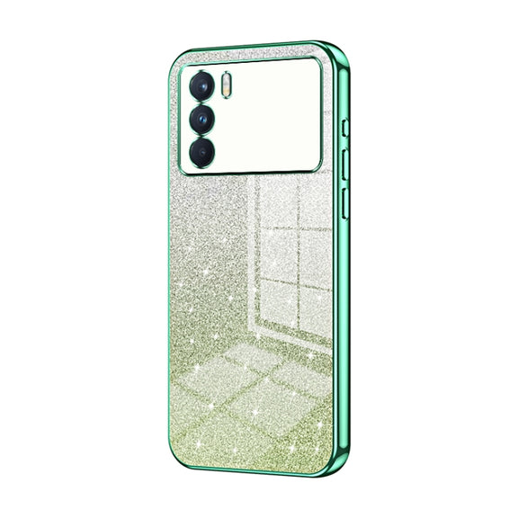 For OPPO K9 Pro Gradient Glitter Powder Electroplated Phone Case(Green)