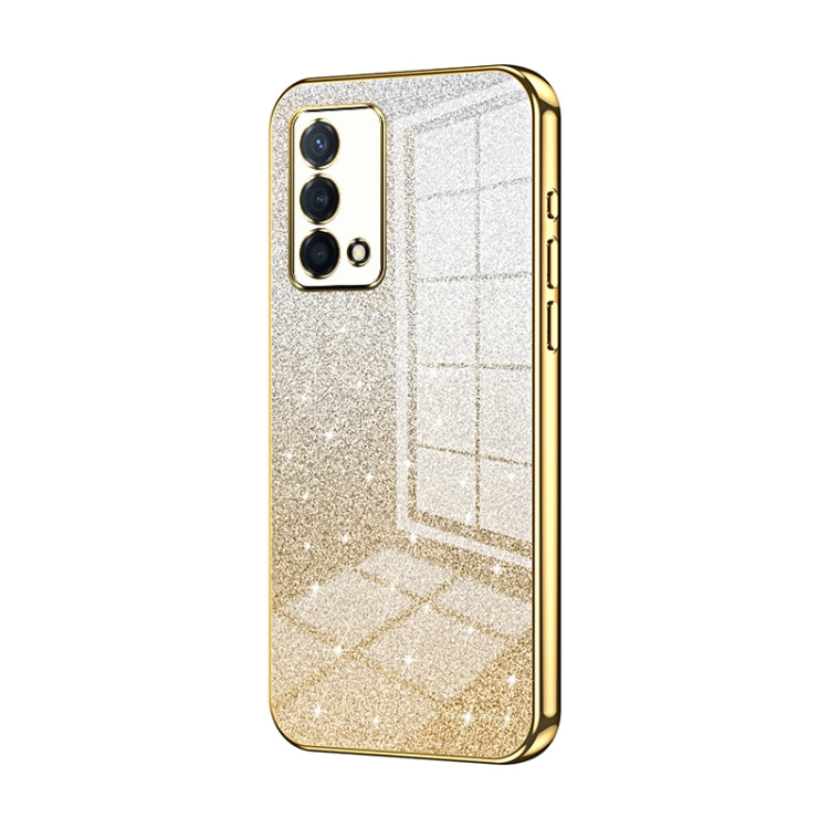 For OPPO K9 Gradient Glitter Powder Electroplated Phone Case(Gold)
