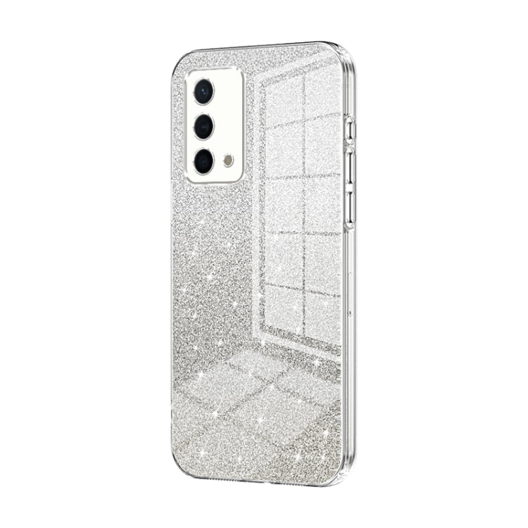 For OPPO K9 Gradient Glitter Powder Electroplated Phone Case(Transparent)