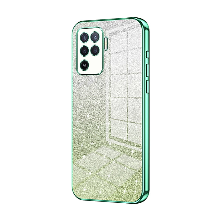 For OPPO A94 4G Gradient Glitter Powder Electroplated Phone Case(Green)