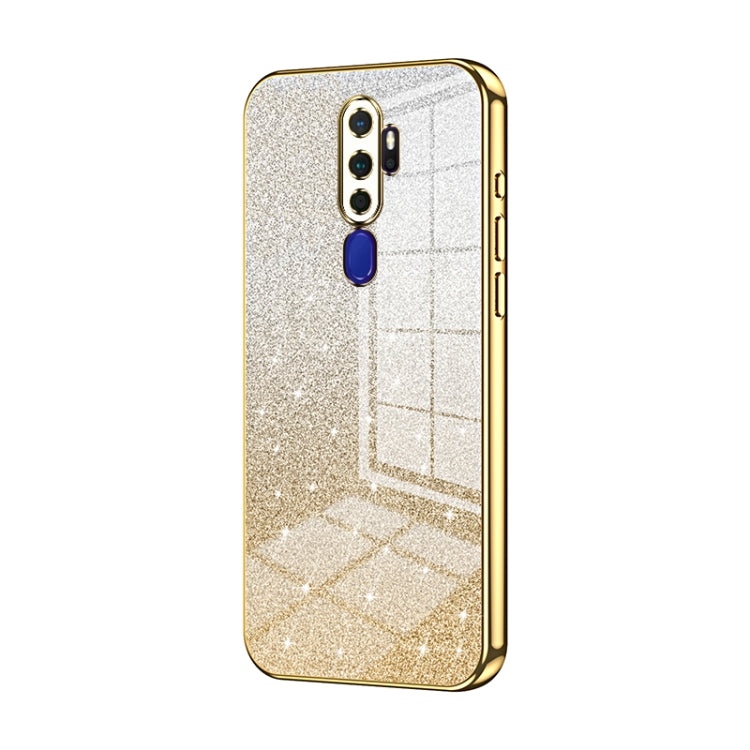 For OPPO A11x / A9 2020 Gradient Glitter Powder Electroplated Phone Case(Gold)