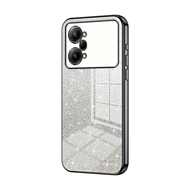 For OPPO K10 Pro Gradient Glitter Powder Electroplated Phone Case(Black)