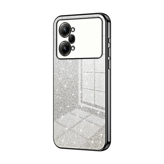 For OPPO K10 Pro Gradient Glitter Powder Electroplated Phone Case(Black)