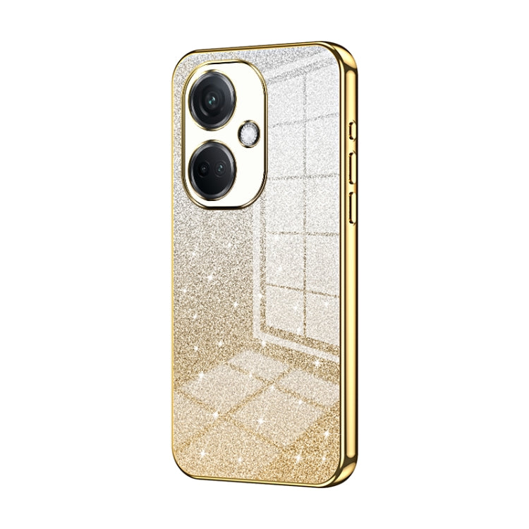 For OPPO K11 Gradient Glitter Powder Electroplated Phone Case(Gold)