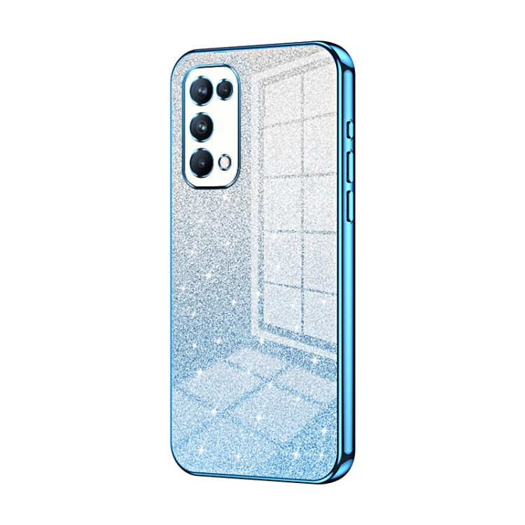 For OPPO Reno5 Pro Gradient Glitter Powder Electroplated Phone Case(Blue)