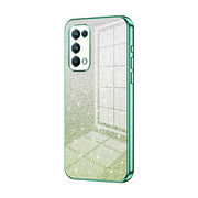 For OPPO Reno5 Pro Gradient Glitter Powder Electroplated Phone Case(Green)