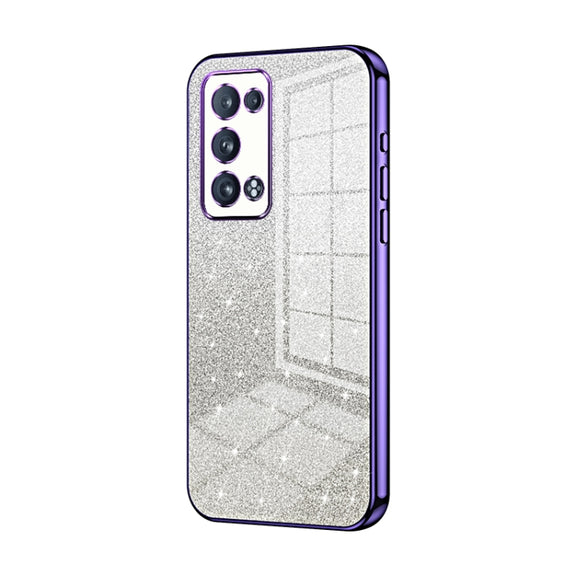 For OPPO Reno6 Pro+ Gradient Glitter Powder Electroplated Phone Case(Purple)