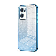 For OPPO Reno7 5G Gradient Glitter Powder Electroplated Phone Case(Blue)
