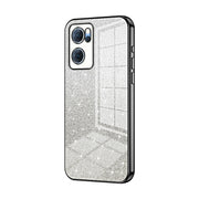 For OPPO Reno7 5G Gradient Glitter Powder Electroplated Phone Case(Black)
