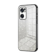 For OPPO Reno7 SE Gradient Glitter Powder Electroplated Phone Case(Black)