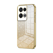 For OPPO Reno8 Pro Gradient Glitter Powder Electroplated Phone Case(Gold)