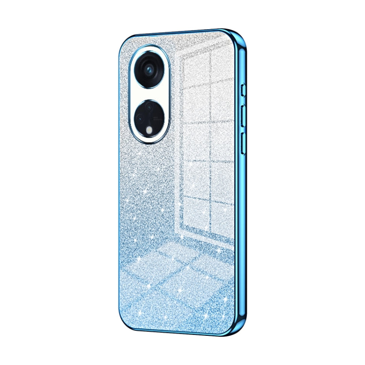 For OPPO Reno8 T 5G Gradient Glitter Powder Electroplated Phone Case(Blue)