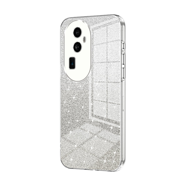 For OPPO Reno10 Pro+ Gradient Glitter Powder Electroplated Phone Case(Transparent)