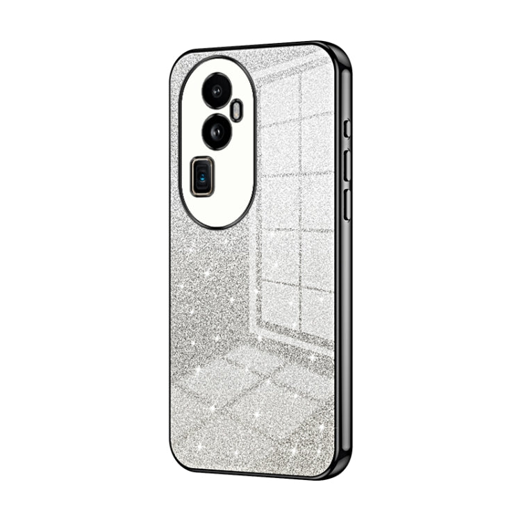 For OPPO Reno10 Pro+ Gradient Glitter Powder Electroplated Phone Case(Black)
