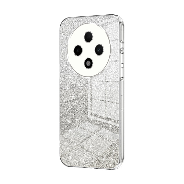 For OPPO A3 Pro Gradient Glitter Powder Electroplated Phone Case(Transparent)