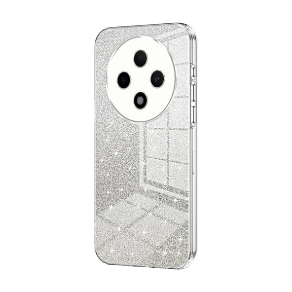 For OPPO A3 Pro Gradient Glitter Powder Electroplated Phone Case(Transparent)