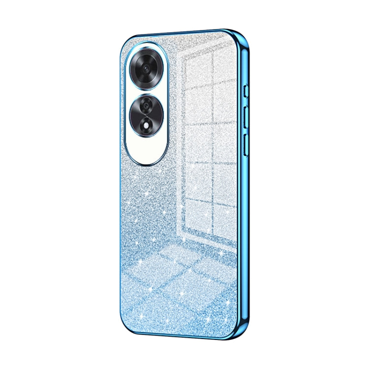 For OPPO A60 Gradient Glitter Powder Electroplated Phone Case(Blue)