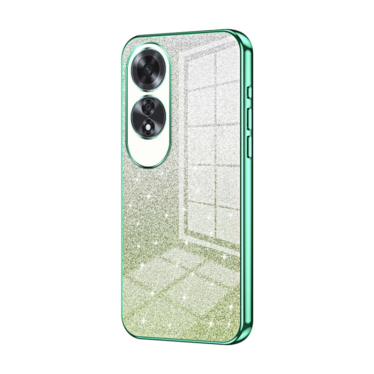 For OPPO A60 Gradient Glitter Powder Electroplated Phone Case(Green)