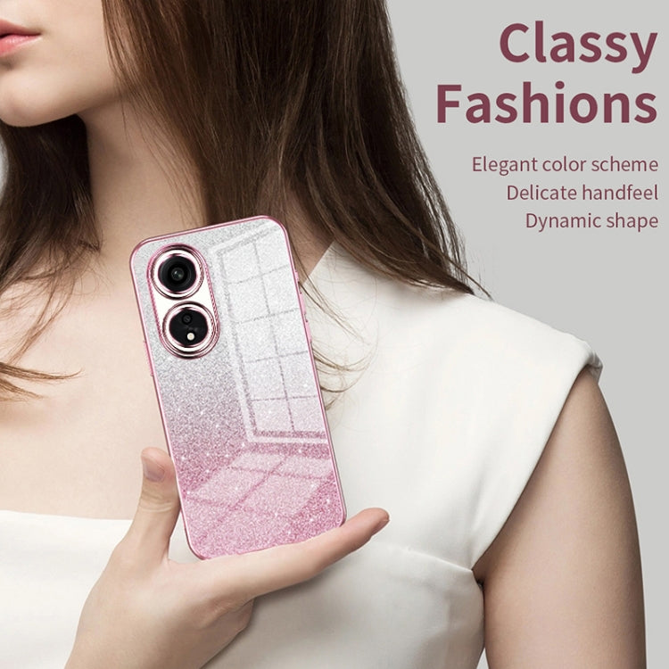 For OPPO Reno6 Pro+ Gradient Glitter Powder Electroplated Phone Case(Green)