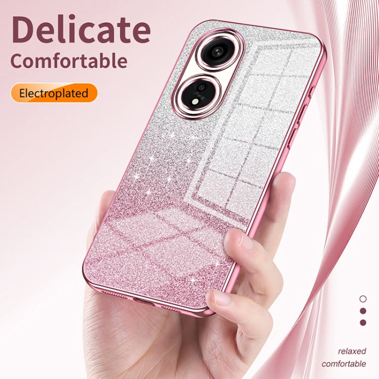 For OPPO Reno8 Gradient Glitter Powder Electroplated Phone Case(Pink)