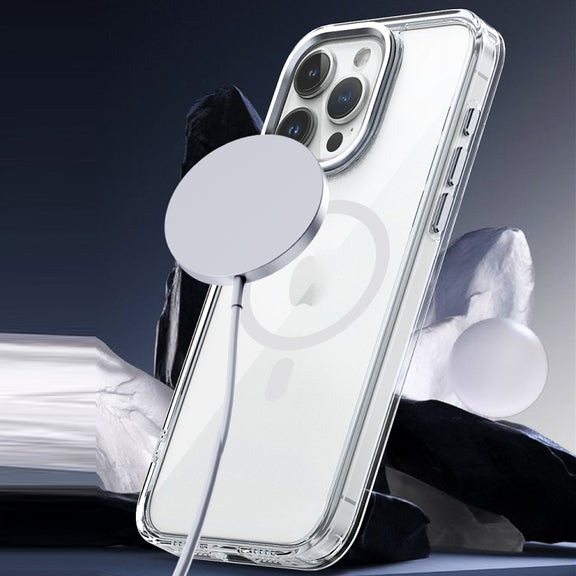 For iPhone XR MagSafe Magnetic Clear Phone Case(Purple)