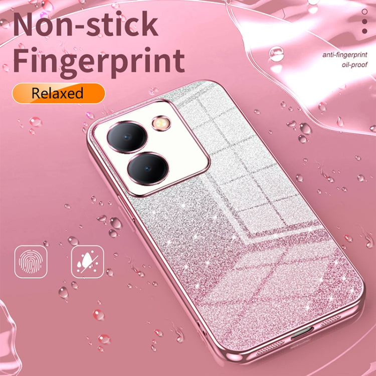 For vivo X100 Pro Gradient Glitter Powder Electroplated Phone Case(Silver)