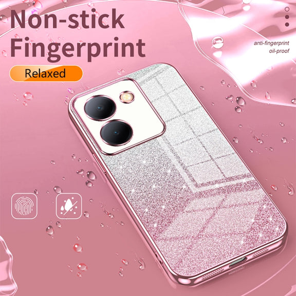 For vivo X100 Pro Gradient Glitter Powder Electroplated Phone Case(Silver)