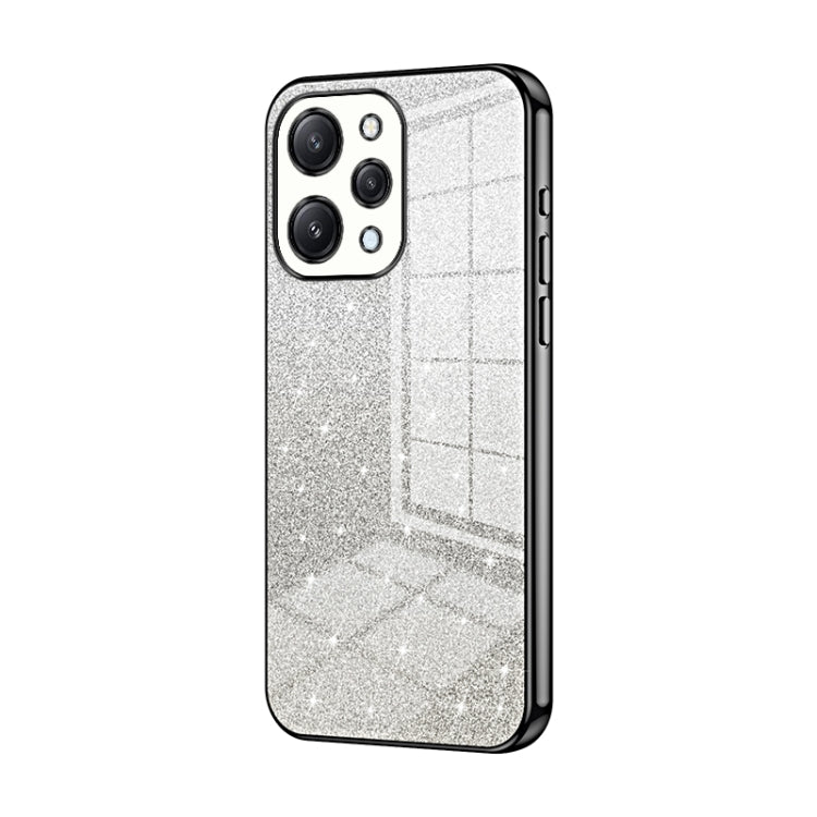 For Xiaomi Redmi 12 / Redmi Note 12R Gradient Glitter Powder Electroplated Phone Case(Black)