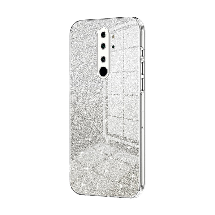 For Xiaomi Redmi Note 8 Pro Gradient Glitter Powder Electroplated Phone Case(Transparent)