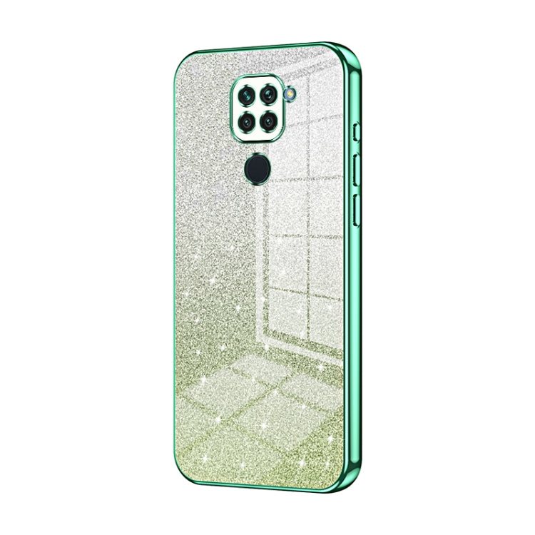 For Xiaomi Redmi Note 9 / 10X 4G Gradient Glitter Powder Electroplated Phone Case(Green)