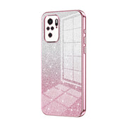For Xiaomi Redmi Note 10/Note 10S Gradient Glitter Powder Electroplated Phone Case(Pink)