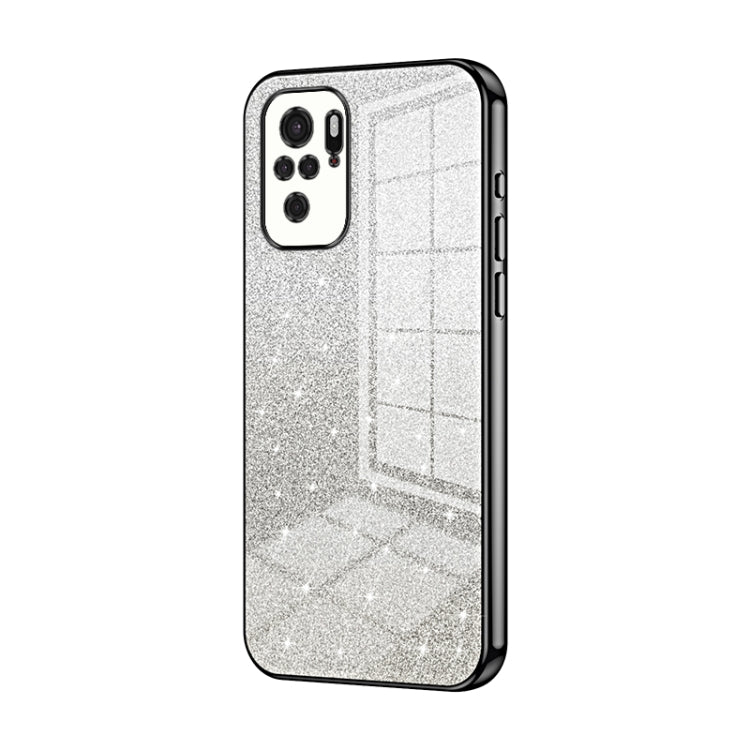 For Xiaomi Redmi Note 10/Note 10S Gradient Glitter Powder Electroplated Phone Case(Black)